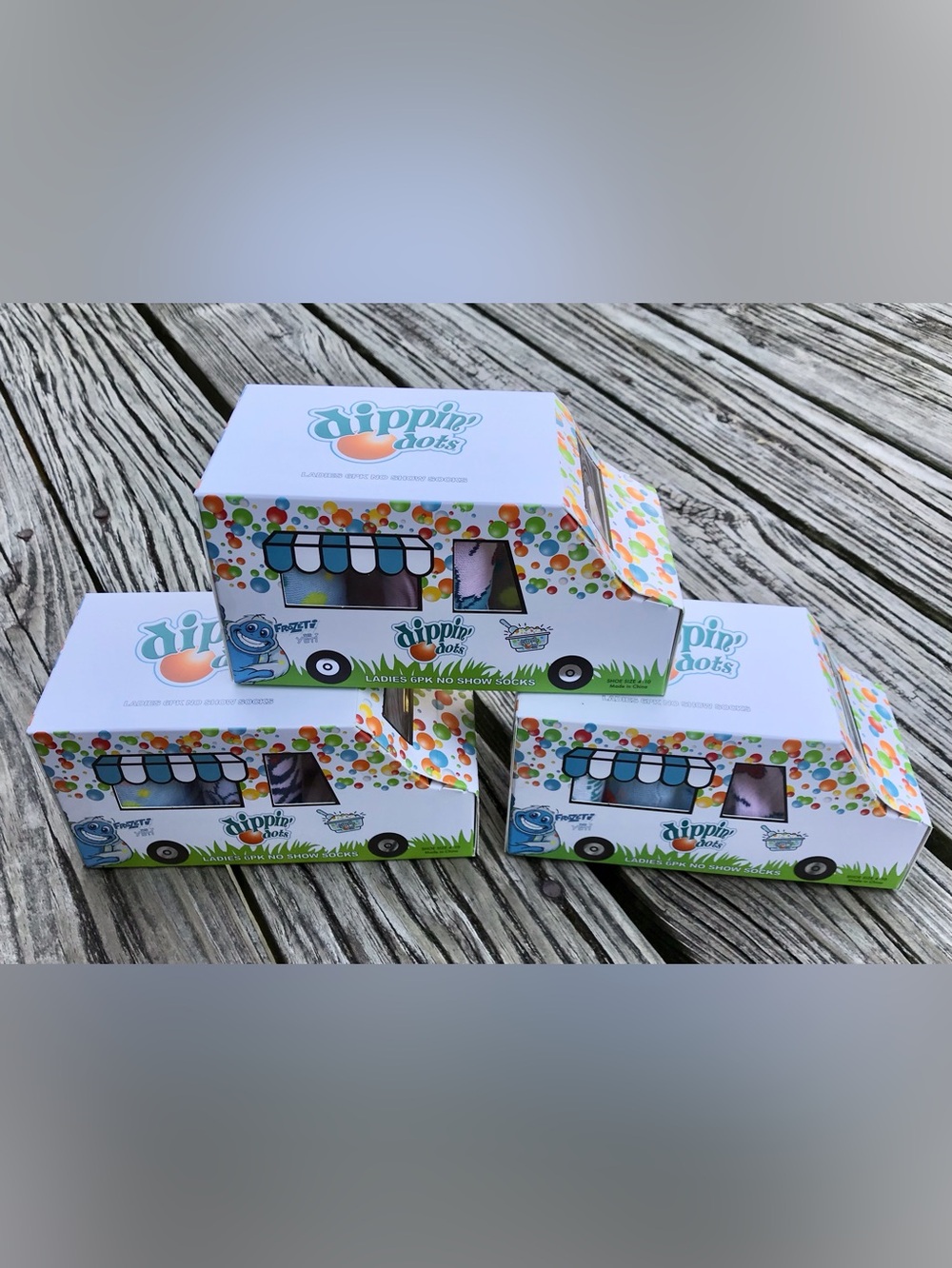 NEW 1 Box Ladies DIPPIN’ DOTS Novelty Socks 1 Box = 6 Pair One Size Fun Socks